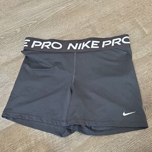 Womens Nike Pro Black Shorts with White Logo LARGE